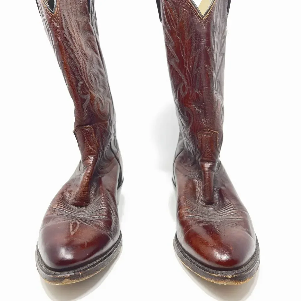 DAN POST Size 10 D Tall Western Men's Leather Brown Cowboy Boots 16781 Vintage